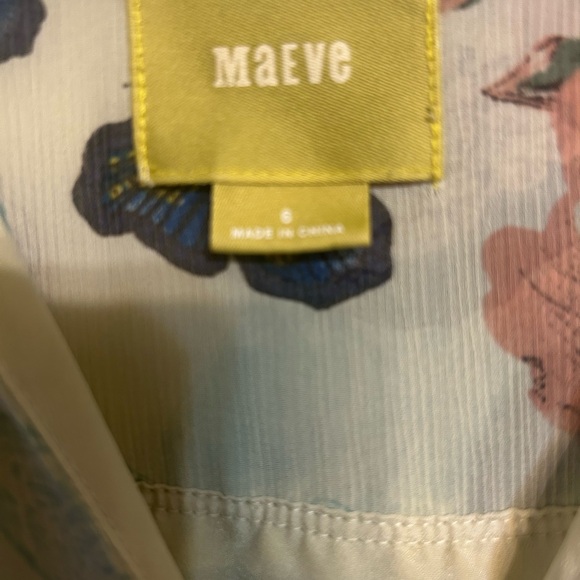 Anthropologie Maeve Maravilla Tiered Maxim Dress Size 6 Floral Print Cream Green - Picture 3 of 7